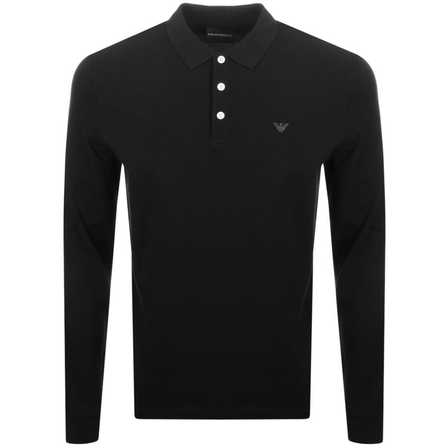 Alternative Image for ProductEmporio Armani Long Sleeved Polo T Shirt Black1
